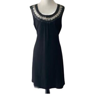 Tory Burch 100% Merino Wool Embellished Jet Dress Sz M style # 24083437